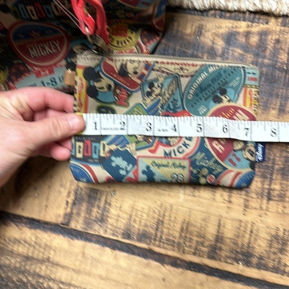 Disney Mickey Mouse tote bag with matching wristlet  nwt lots of room patch work - Picture 10 of 11